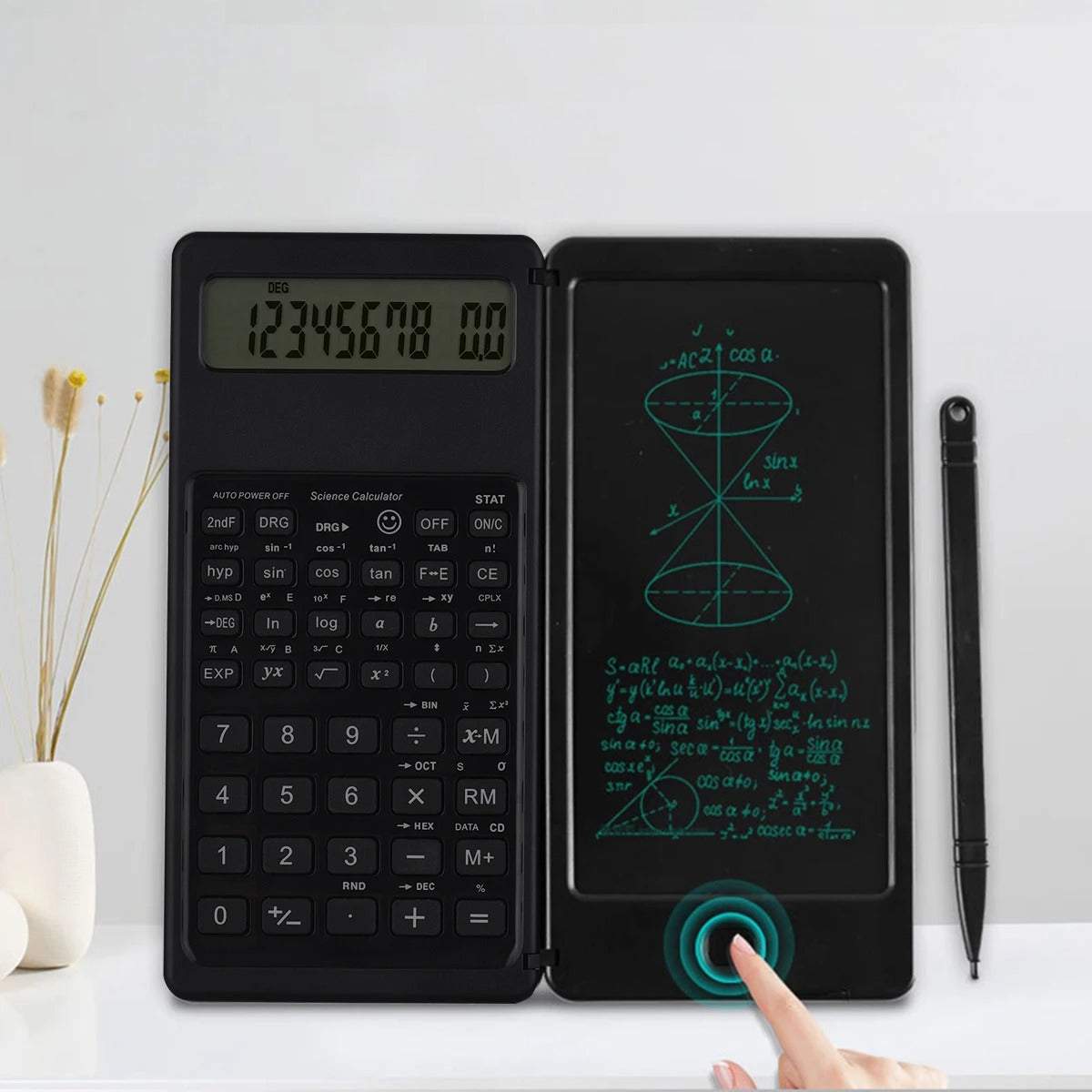 Calculatrice Scientifique 2-en-1 avec Tablette d’Écriture LCD