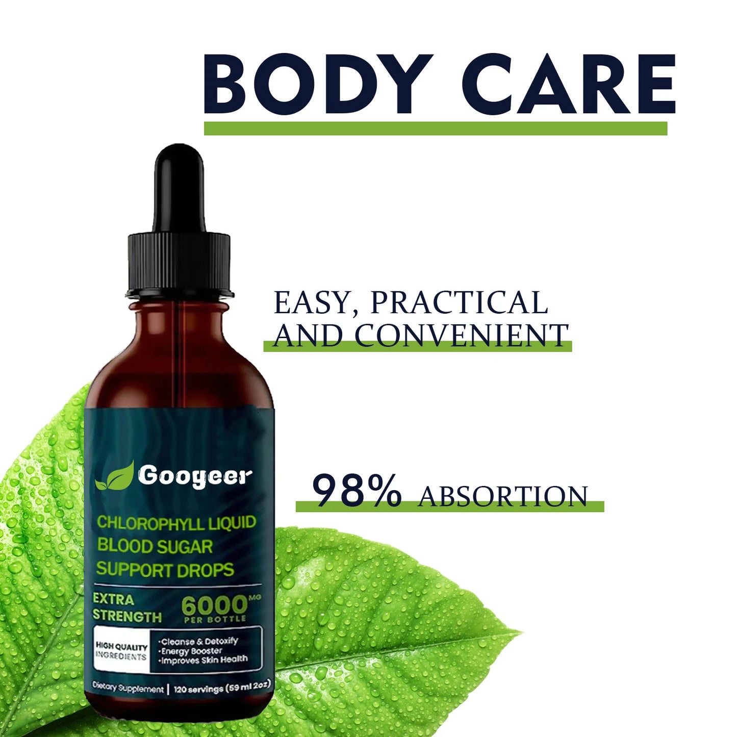 Gouttes de chlorophylle pour la detoxification et le soin du foie