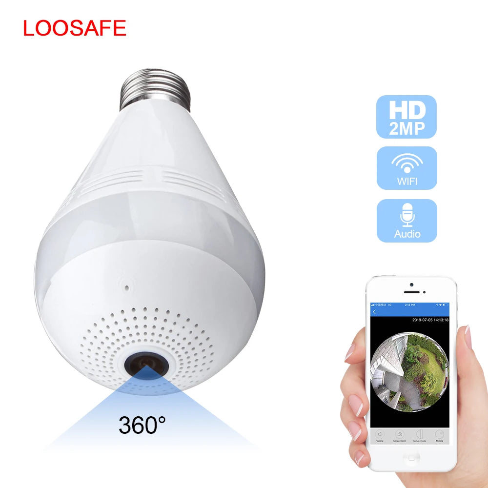 💡 Caméra WiFi Lampe 360° Full HD avec Vision Nocturne