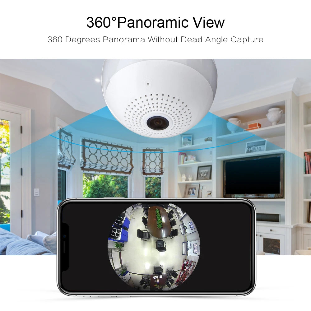 💡 Caméra WiFi Lampe 360° Full HD avec Vision Nocturne