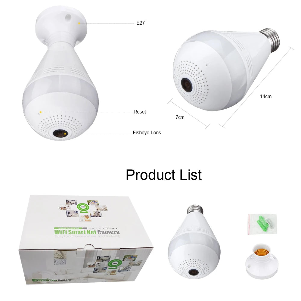 💡 Caméra WiFi Lampe 360° Full HD avec Vision Nocturne